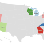 Map of the U.S. showing the states swing states.